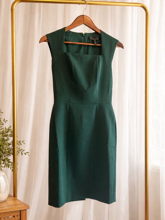 White House Black Market Dresses & Skirts - White House Black Market Dark Green Square-Neck Sheath Dress